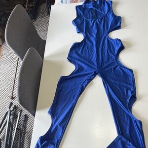 AKIRA Royal Blue Cutout Jumpsuit